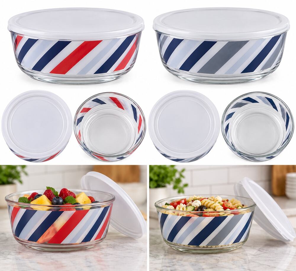 2-Piece Plastic Food Storage Bowl Set with Lids